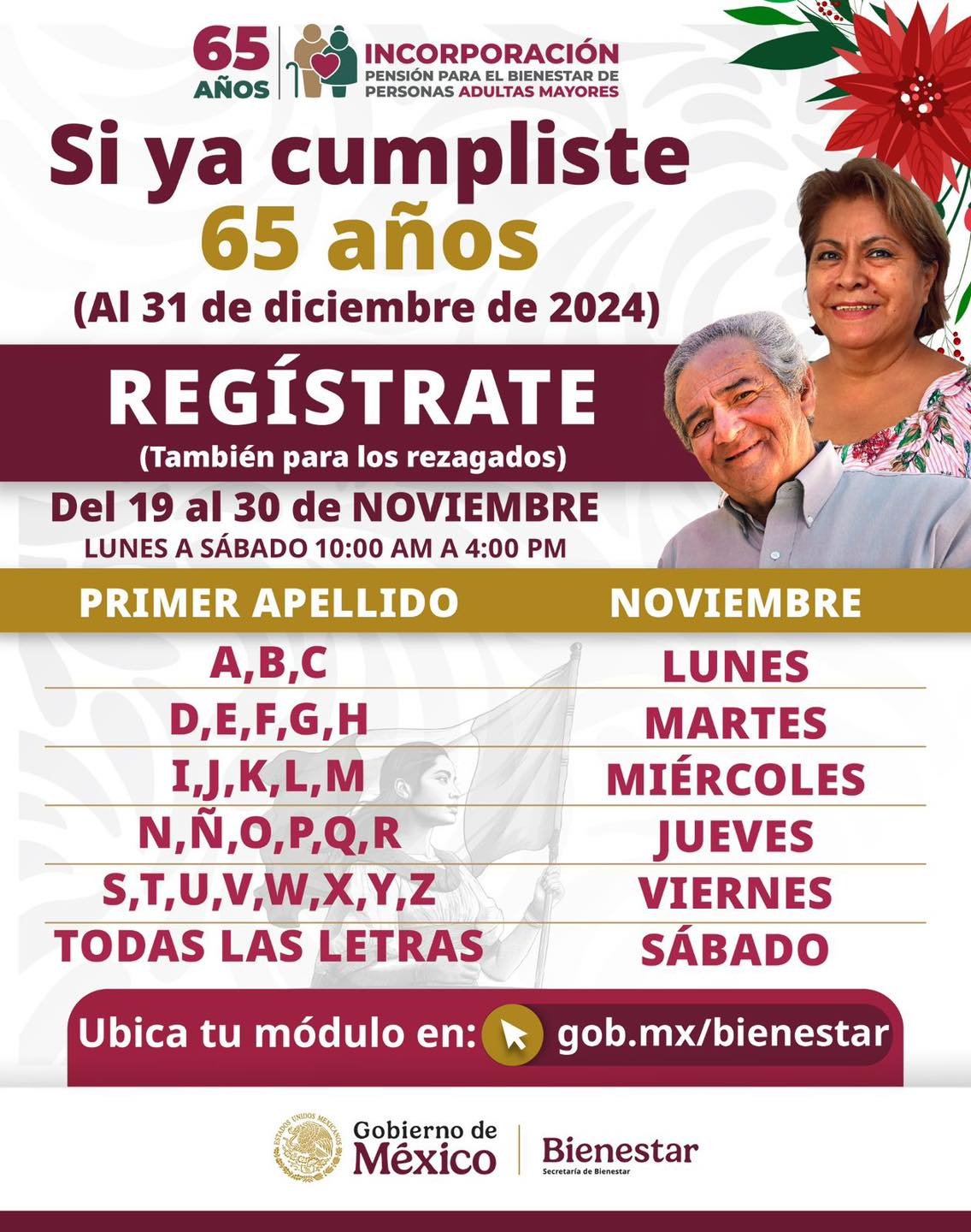 Abren Registro de Pensión para el Bienestar de Adultos Mayores de 65 Años