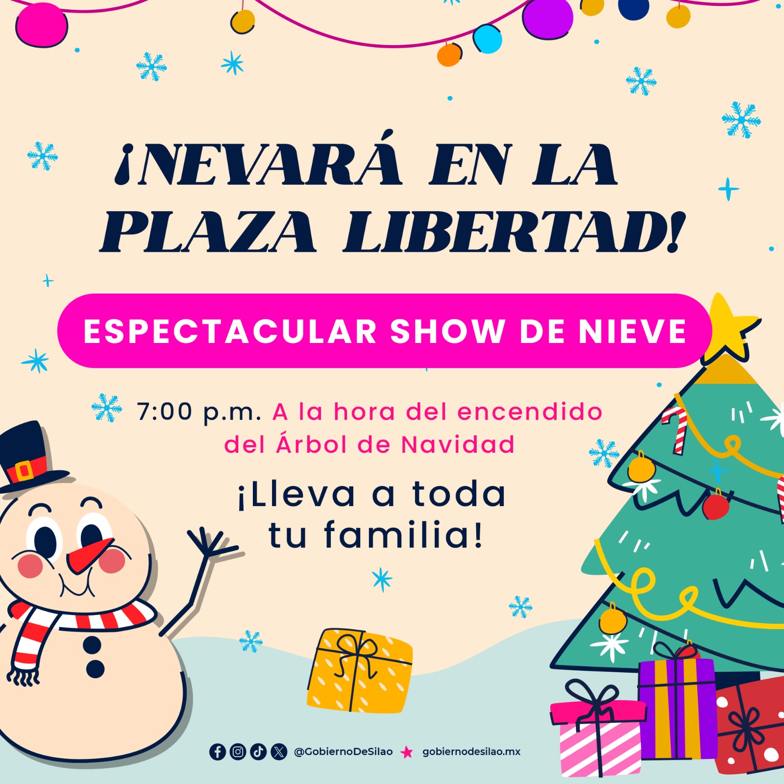 ¡‘Nevará’ en la plaza Libertad durante el encendido del árbol!