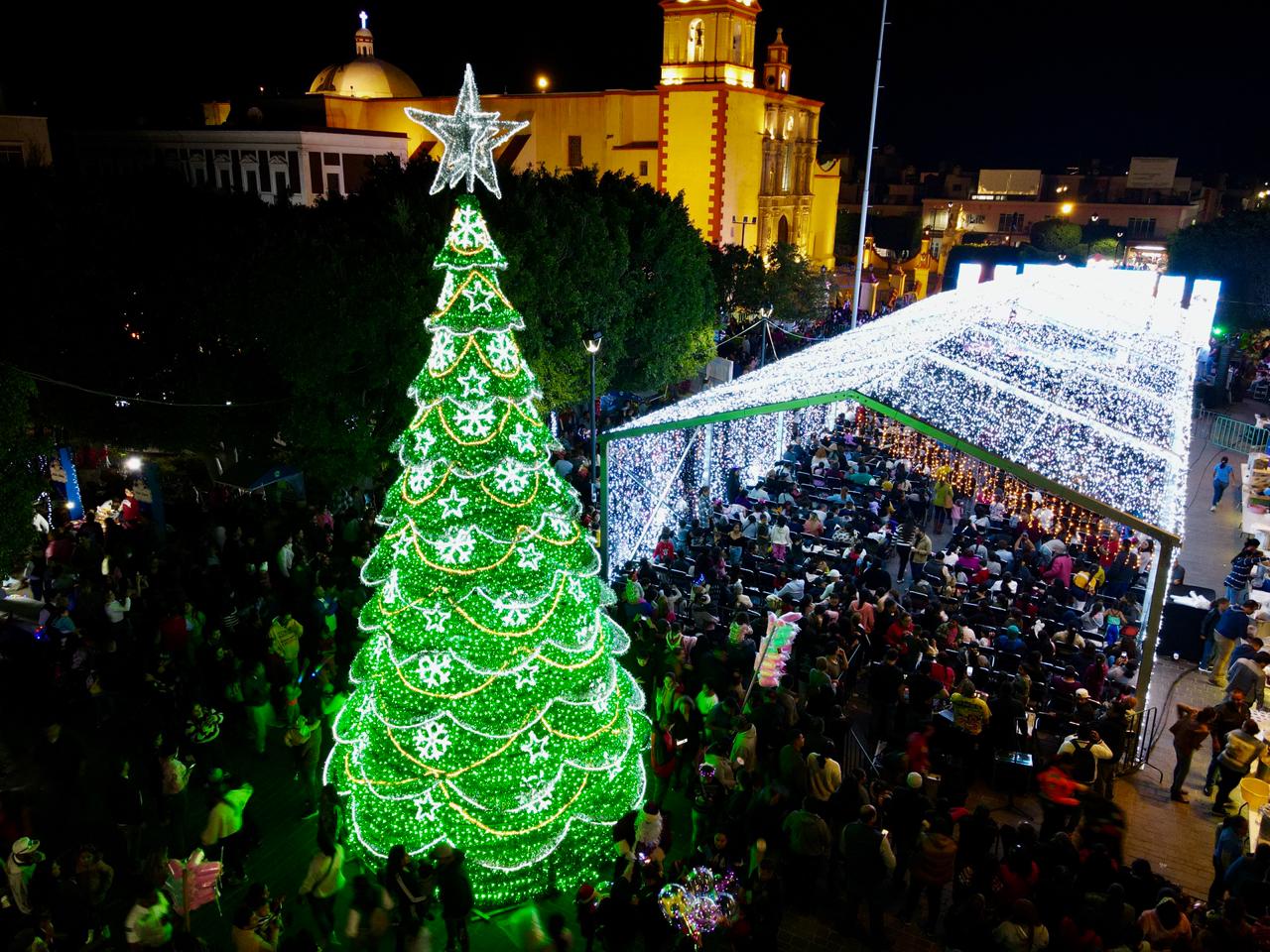 ENCIENDEN EL ÁRBOL NAVIDEÑO EN EL JARDÍN PRINCIPAL DE SFR